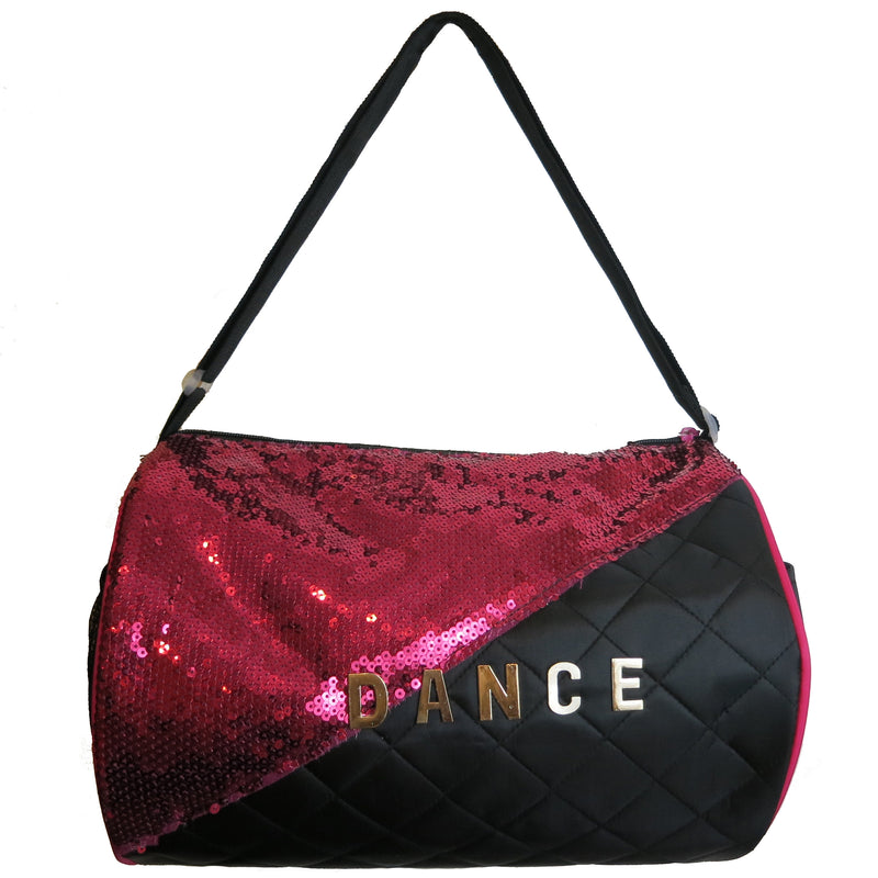 Black & Hot Pink Sequin Dance Duffel