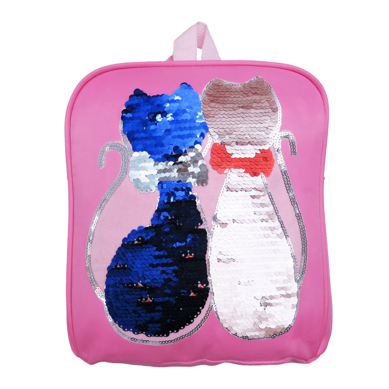 Pink Flip Sequins Dual Cat Back Pack