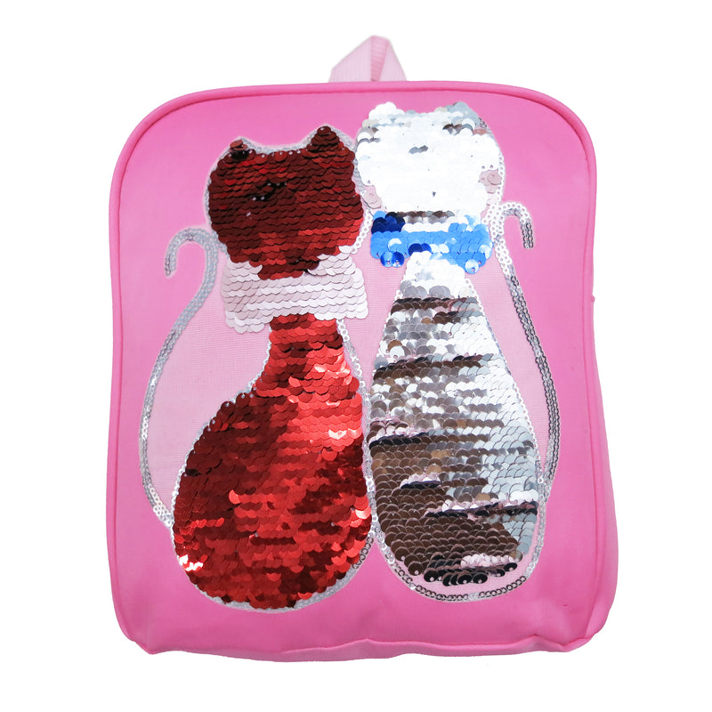 Pink Flip Sequins Dual Cat Back Pack