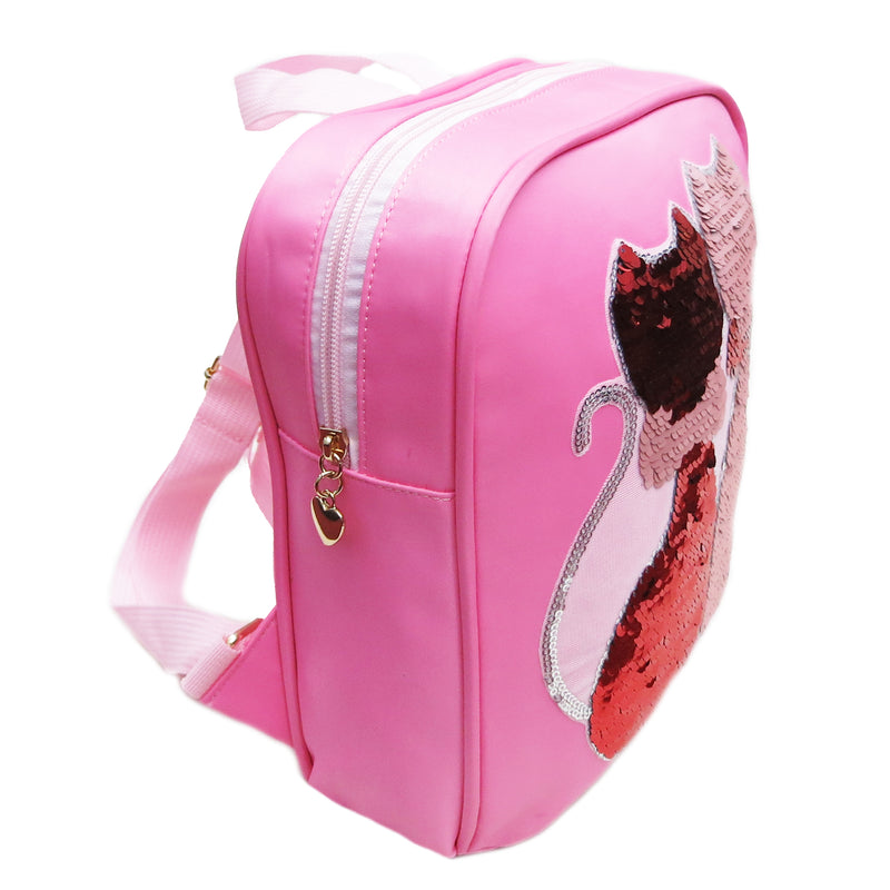 Pink Flip Sequins Dual Cat Back Pack