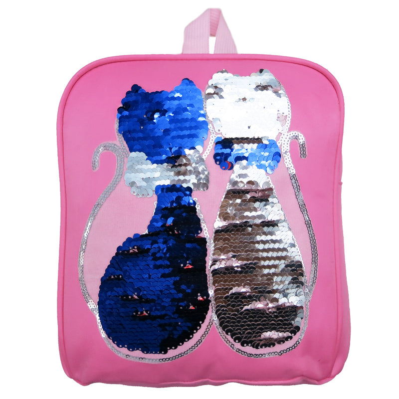 Pink Flip Sequins Dual Cat Back Pack