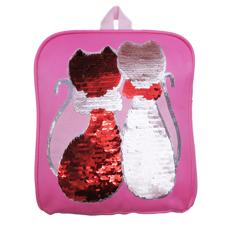 Pink Flip Sequins Dual Cat Back Pack