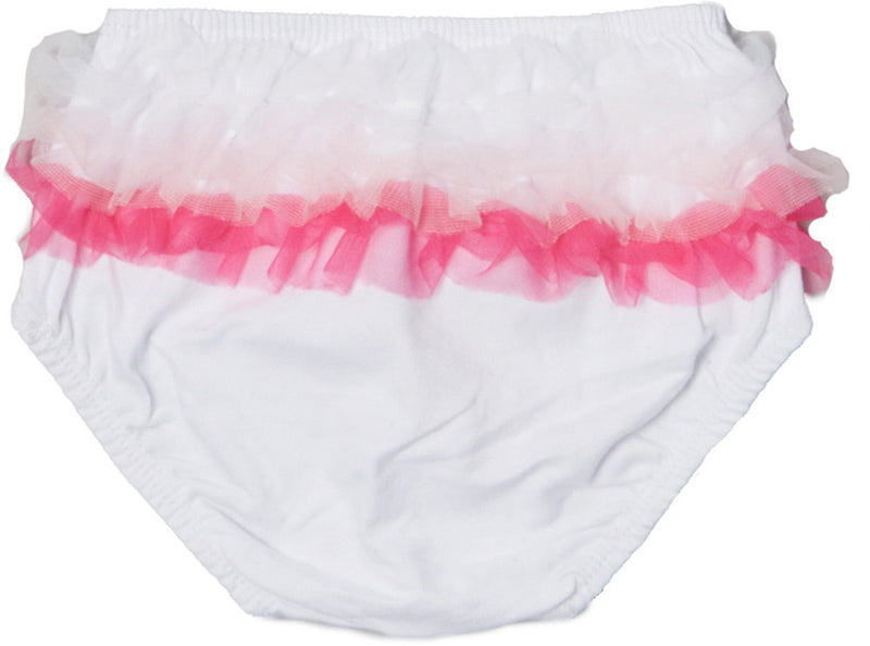 White Bloomer With White/Hot Pink Ruffle
