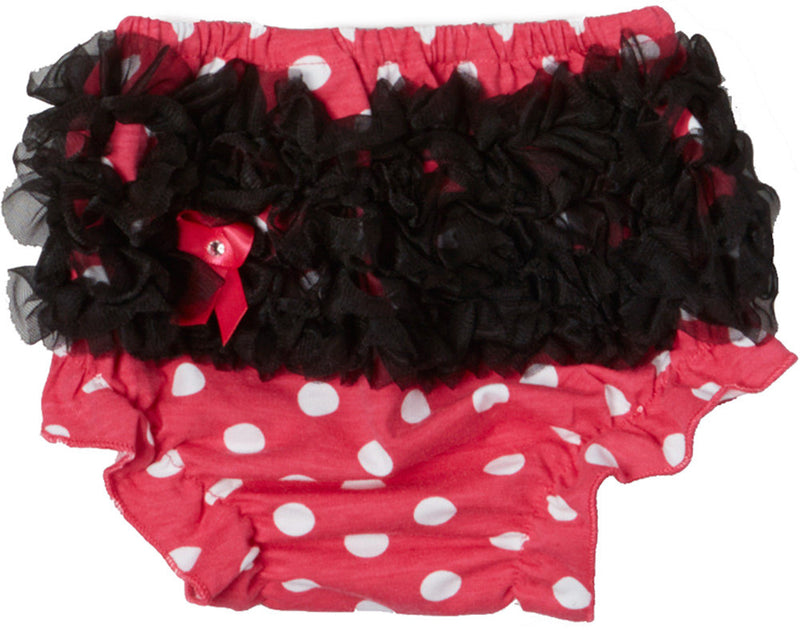 Pink Dot Cotton Bloomer With Black Ruffle