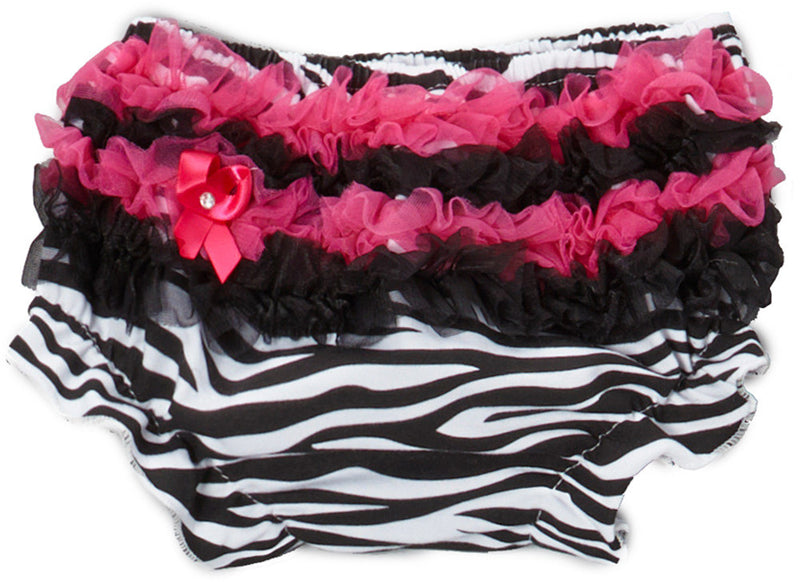 Zebra Print Cotton Bloomer With Multi Ruffle