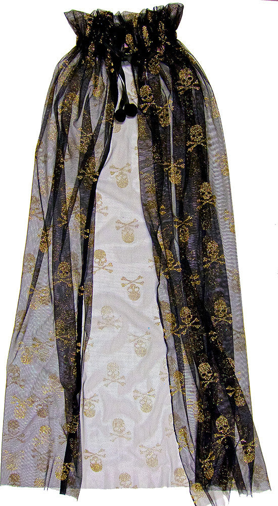 Black Cape With Gold Skull