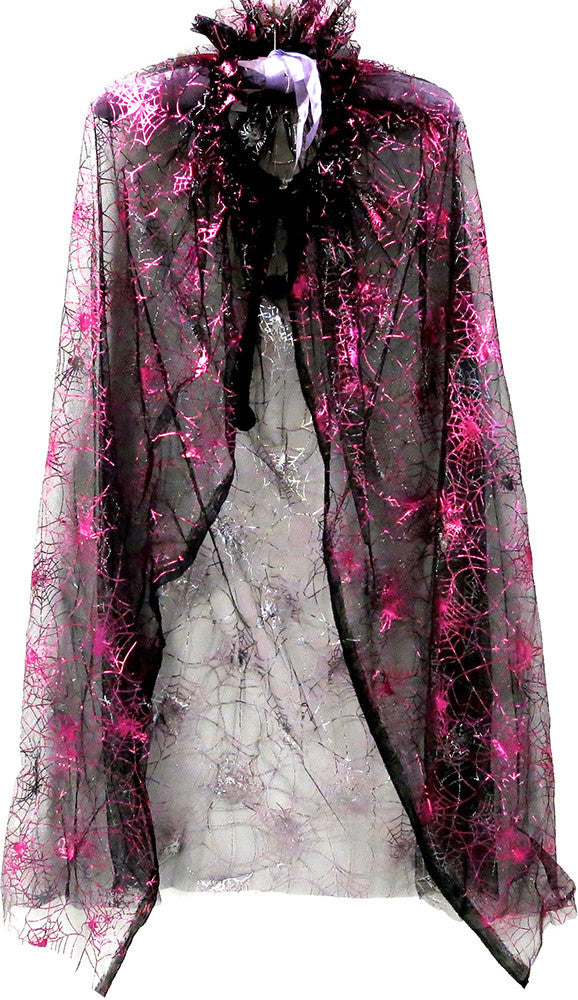 Black Cape With Hot Pink Spiderweb