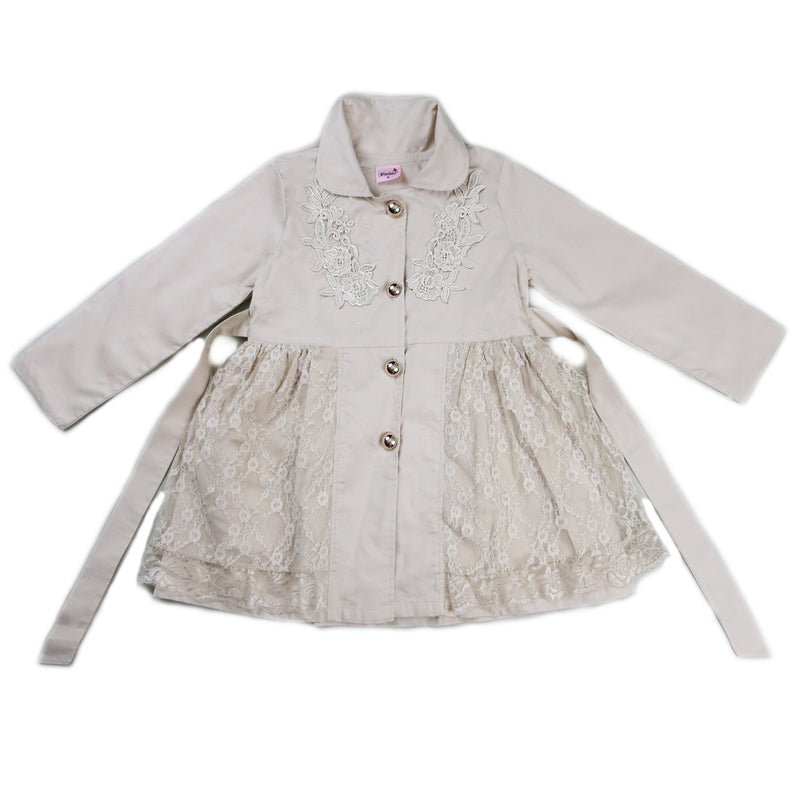 Beige Lace Wind-Resistant Coat