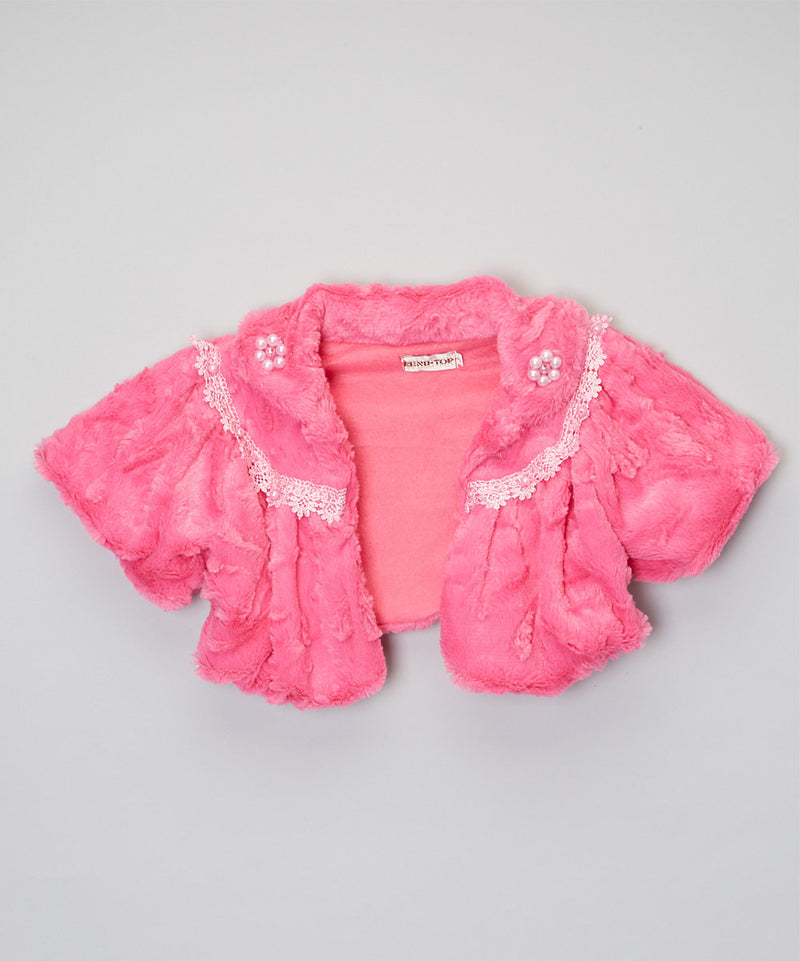 Hot Pink Lace Trim Short Coat