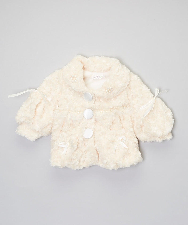 Ivory Button Long Sleeve Coat