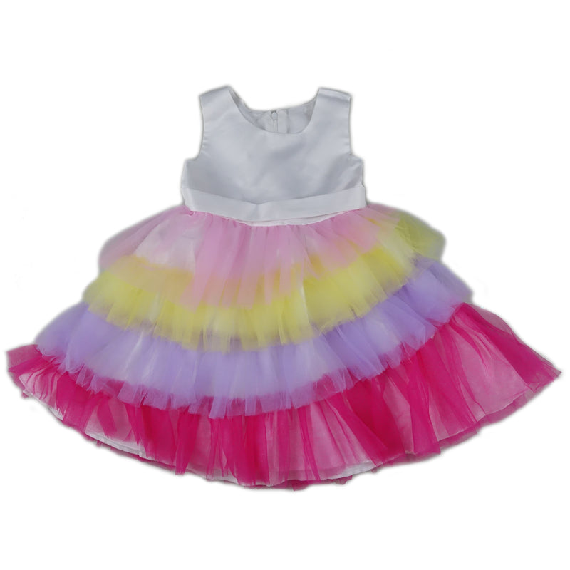 Rainbow Trim White Dress
