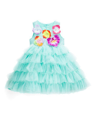Teal Layers 3-D Flower Dress