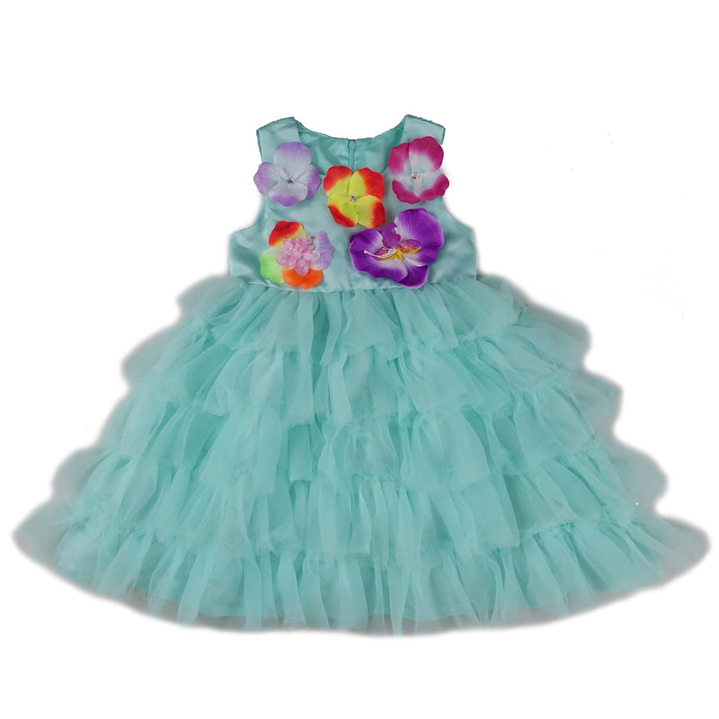 Teal Layers 3-D Flower Dress