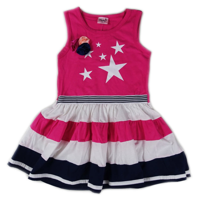 Hot Pink Star Cotton Polo Dress