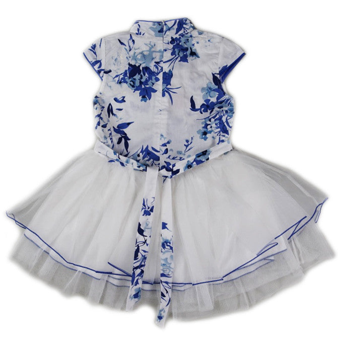 Blue/White Cheongsam Style Dress