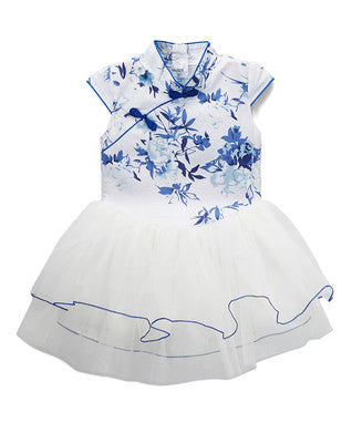 Blue/White Cheongsam Style Dress