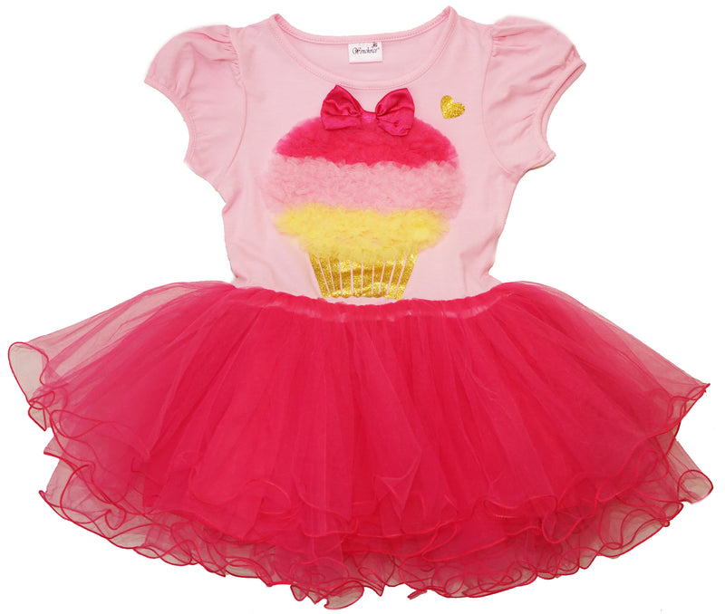 Pink/Hot Pink Ruffle Cup Cake Dress