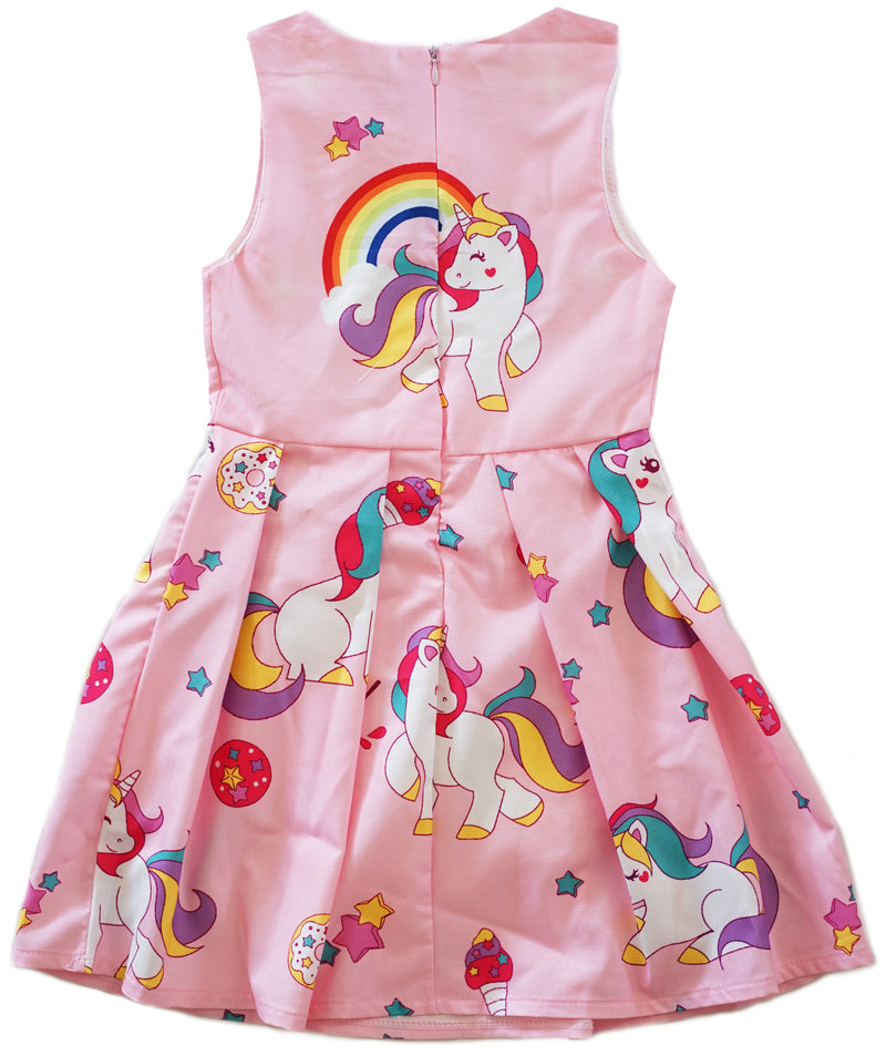 Pink Unicorn A-Line Cotton Dress