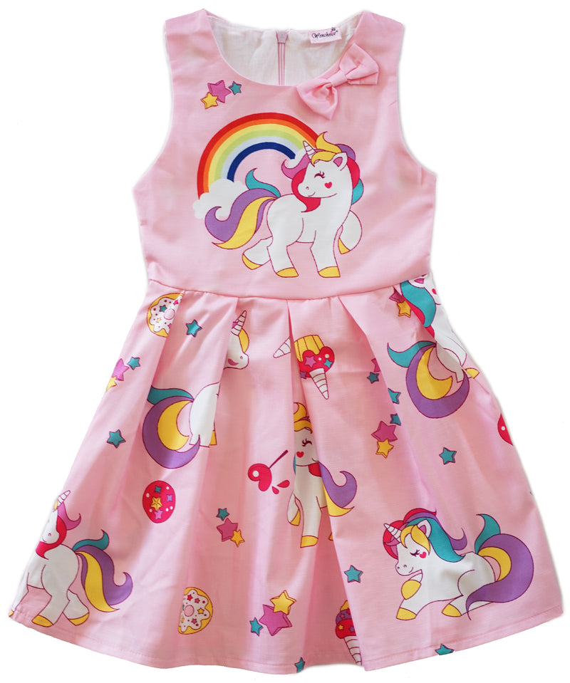 Pink Unicorn A-Line Cotton Dress