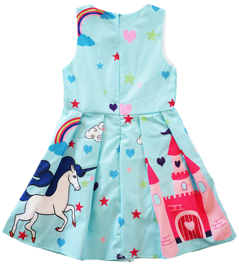 Blue Unicorn A-Line Cotton Dress