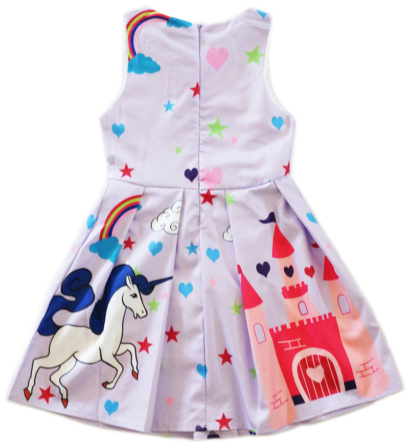 Lavender Unicorn A-Line Cotton Dress