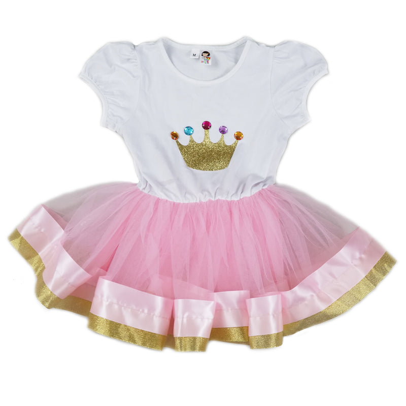 Pink/White & Gold Crown Dress