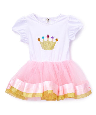 Pink/White & Gold Crown Dress