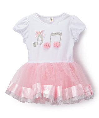 Pink/White & Silver Music Note Dress