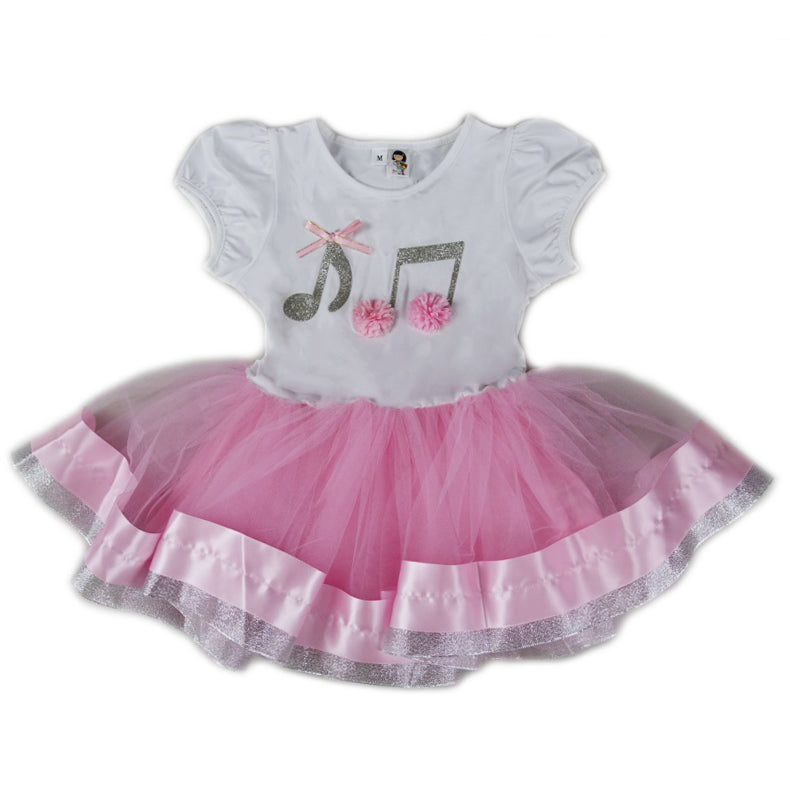 Pink/White & Silver Music Note Dress