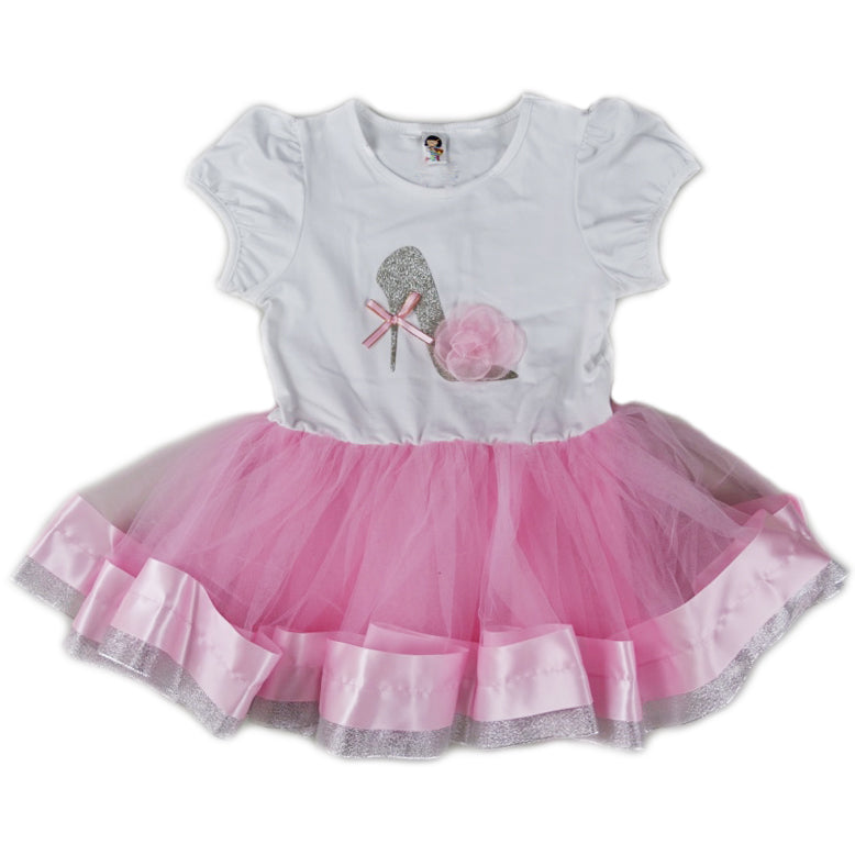 Pink/White & Silver High Heel Dress