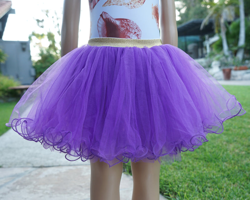 Gold Elastic Purple Tutu Skirt