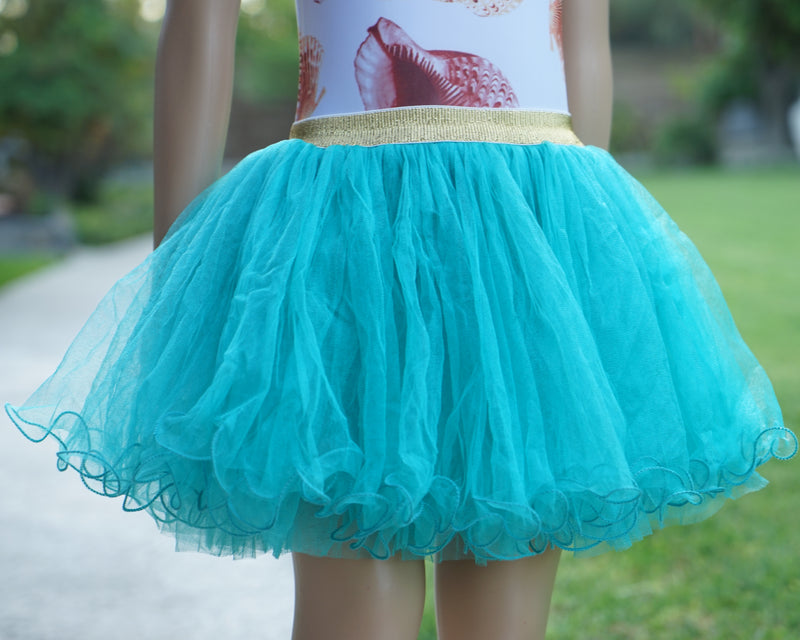 Gold Elastic Turquoise Tutu Skirt