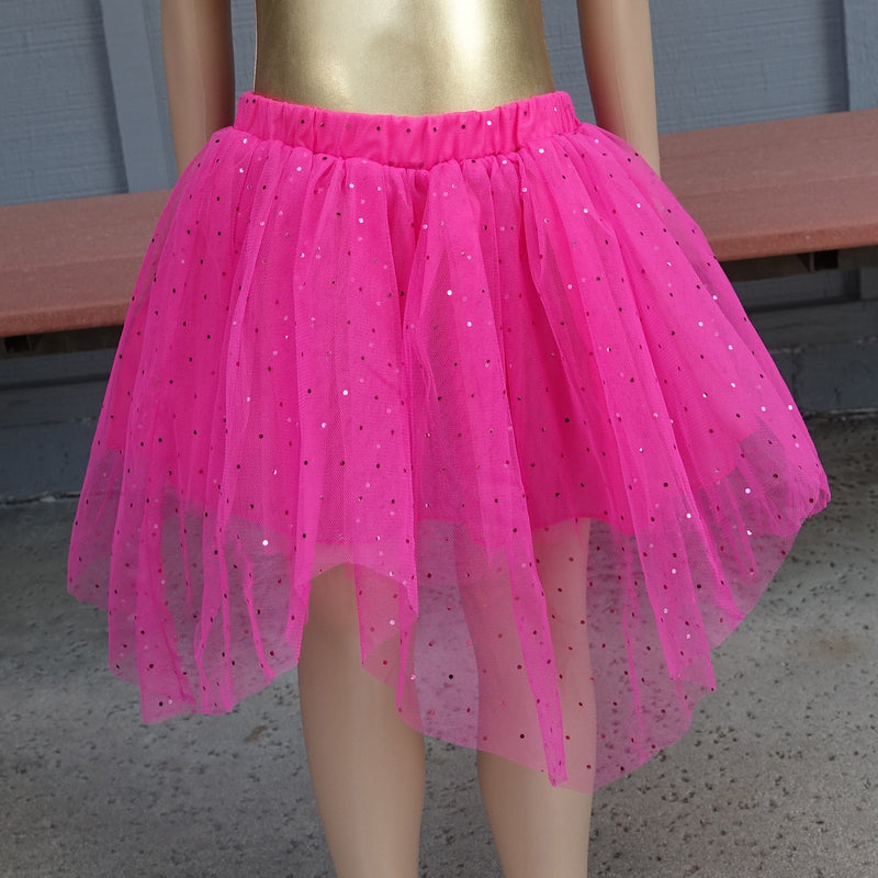 Hot Pink Glitter Uneven Tutu Skirt