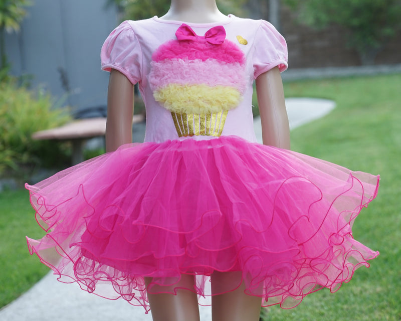 Pink/Hot Pink Ruffle Cup Cake Dress