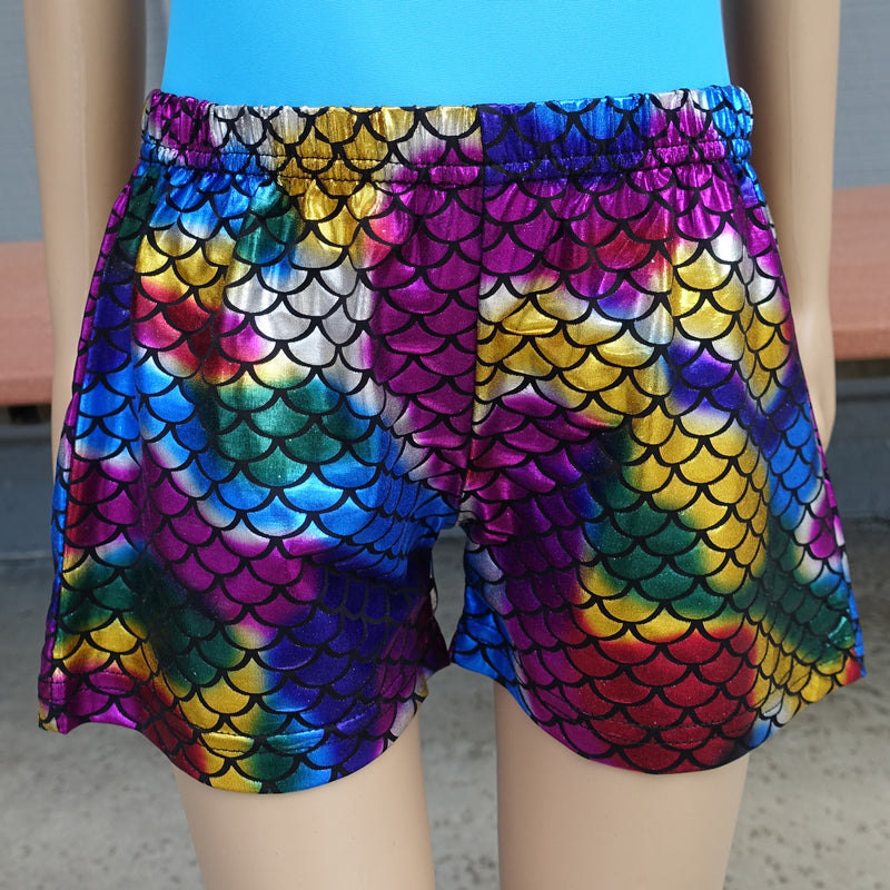 Rainbow Mermaid Scale Shorts For Dance/Gymnastic/Swimming