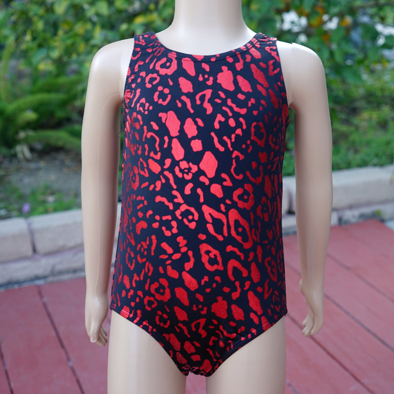 Kid's Red Leopard Leotard