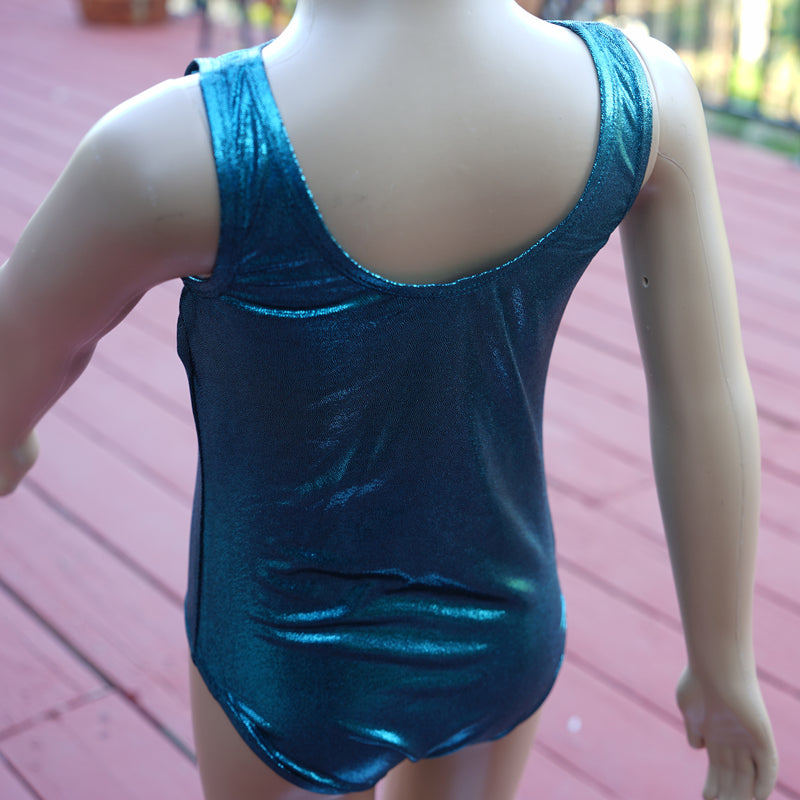 Kid's Turquoise Rhinestone Flower Leotard