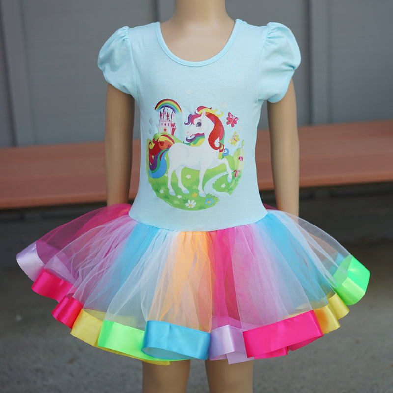 Blue Unicorn Rainbow Ballet Dress