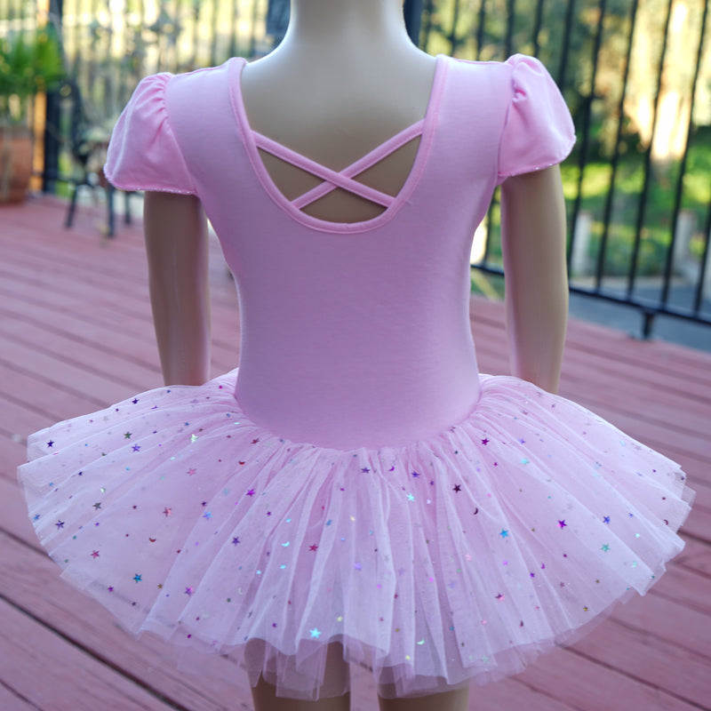Pink Rhinestone Flower & Stars Ballet Dress