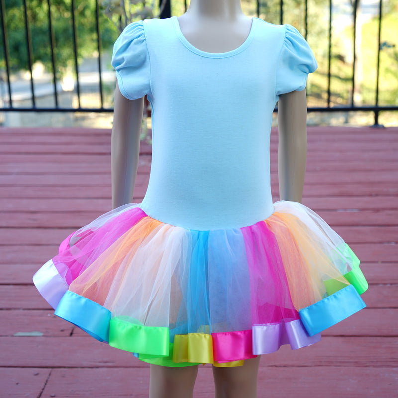 Baby Blue & Rainbow Unicorn Ballet Dress