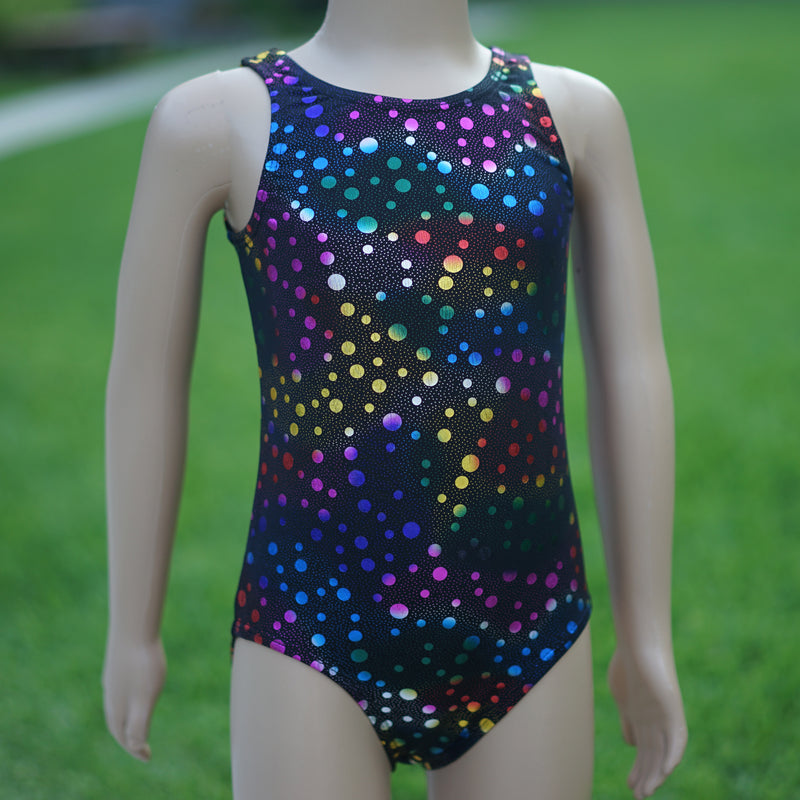 Kid'S Black Rainbow Dots Leotard