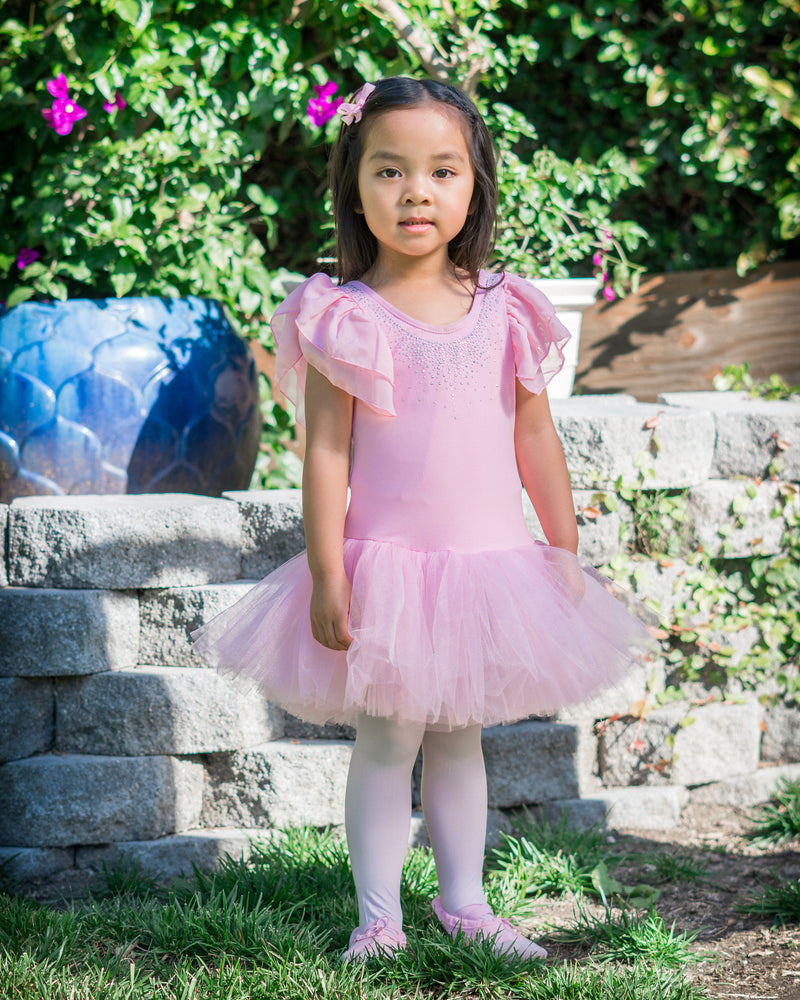 Pink Chiffon Cap-Sleeve Ballet Dress