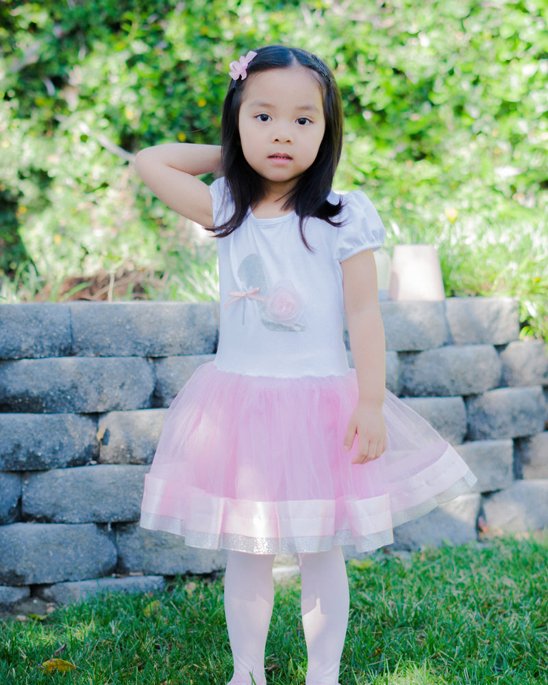 Pink/White & Silver High Heel Dress