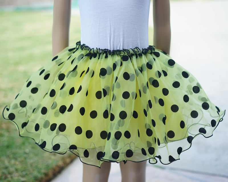 Yellow/Black Polka Dot Bumble Bee Organdy Tutu Skirt