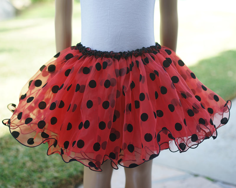 Red/Black Polka Dot Lady Bud Organdy Tutu Skirt