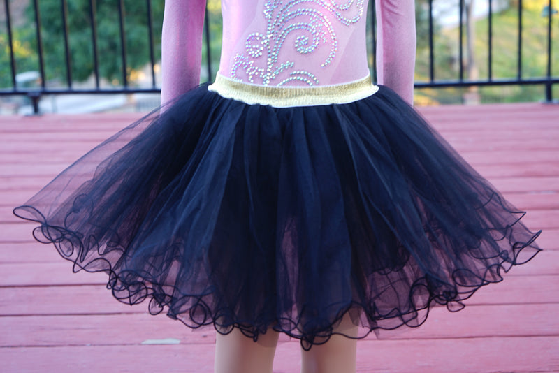 Gold Elastic Black Tutu Skirt