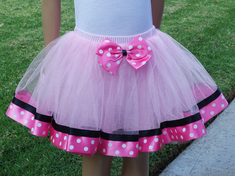 Pink Minnie Polka dot  Ribbon Tutu Skirt