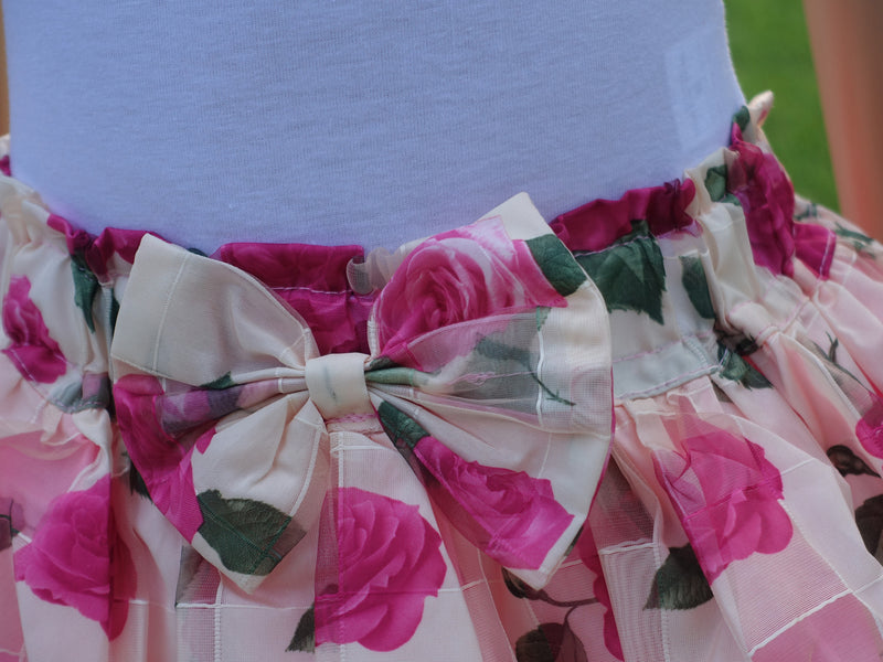 Hot Pink Ribbon Rose Chiffon Tutu Skirt