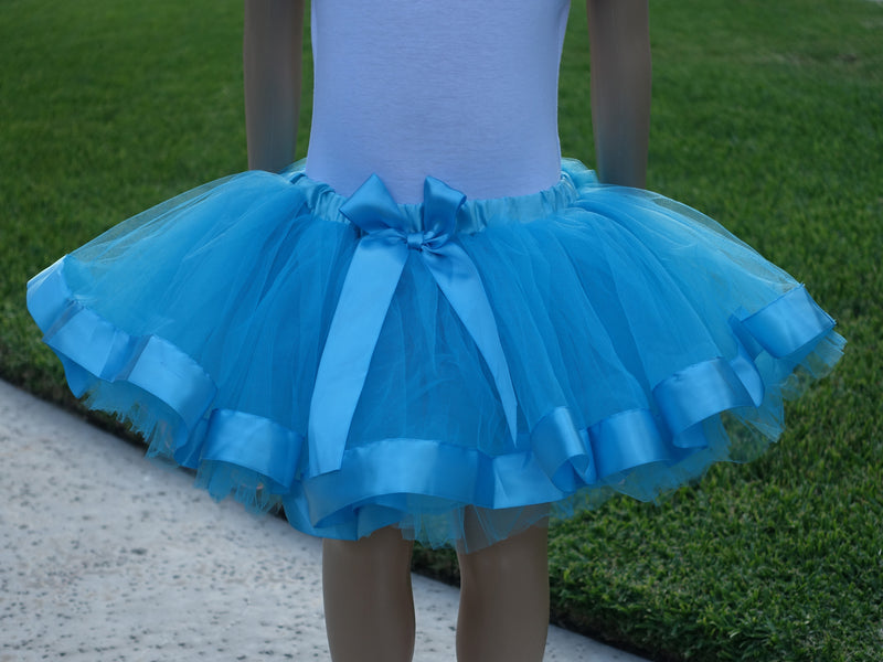 Blue Wide Ribbon Tutu Skirt