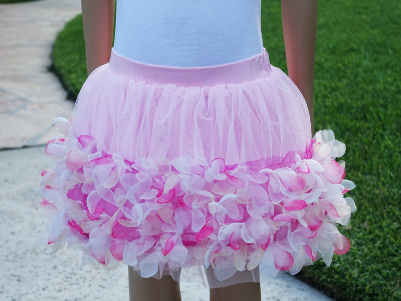 Pink 3-D Floral Trim Tutu Skirt